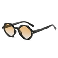 Modische schwarze sechseckige Sonnenbrille mit orangefarbenen Verlaufsgläsern - Schwarzer Rahmen Orange Gläser