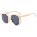 Chic oversized square sunglasses in cream beige frame with dark polarized lenses - Beige