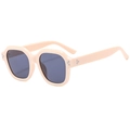Chic beige irregular square sunglasses with grey lenses and silver rivets detail - Beige