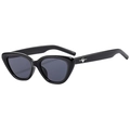 Gafas de sol cat-eye negras retro con adornos de estrellas plateadas en las varillas - Montura Negra Lentes Gris Negro