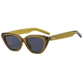 Gafas de sol retro ojo de gato verde oliva translúcido con estrella plateada en patilla - Montura Verde Oliva Lentes Gris Negro