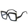 Fashionable oversized square sunglasses with black frame and golden metal accents - Black Frame