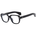 Classic black square frame sunglasses with retro silver rivet detail on the temples - One Size / Shiny Black Anti-blue Light Clear Lens