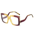 Chic square sunglasses with gradient amber-purple frames and leopard print temples - Purple Orange Frame