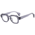 Retro oversized grey translucent frames with black accents and stud details - Gray Frame Clear Lens