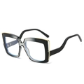 Square oversized sunglasses with black gradient frames and gold metallic trim accents - Gradient Black Frame
