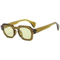 Gafas de sol retro irregulares verde oliva con montura transparente y remaches dobles - Verde Transparente