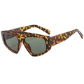 Gafas de sol cuadradas extragrandes de moda con montura de carey y lentes verde oscuro - Carey