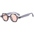 Gafas de sol retro geométricas con montura gris y cristales naranja-rosados - D03 Z-3 / Montura Gris Translúcida Lente Té