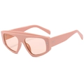 Retro oversized cat-eye triangle sunglasses with pink thick frame and tinted lenses - Pink C05