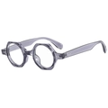Retro translucent grey octagonal sunglasses with silver rivets at a 45-degree angle - Transparent Grey Clear Anti-Blue Lens