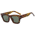 Retro square tortoiseshell sunglasses with dark green lenses and silver metal rivets - Tortoiseshell (C05)