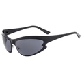 Gafas de sol ojo de gato envolventes negras con montura deportiva de diseño aerodinámico - Montura Negra Lentes Gris Negro