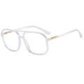 Occhiali aviator trasparenti alla moda con doppio ponte e dettagli in metallo dorato - Trasparente Lucido Anti-luce Blu (C04)