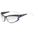Sporty cat-eye sunglasses featuring camouflage frames with contrasting white temples - Camouflage Frame Silver Mirror Lens