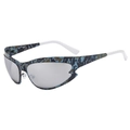 Cat eye sports sunglasses with blue camouflage frame and silver mirrored lenses - Camouflage Frame Grey Mirror Lens