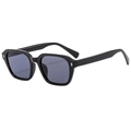 Classic black square sunglasses with metallic rivets and dark gray lenses for men and women - Black Frame Black Grey Lens