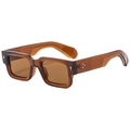 Retro square amber tortoiseshell sunglasses with vintage metal arrow rivets and thick frame - Tea Frame Tea Lens