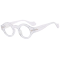 Vintage round transparent eyewear frame with stylish metal rivet details on the temple - One Size / Bright Transparent Frame Anti-Blue Light Lens