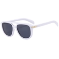 Gafas de sol de aviador blancas con doble puente grueso y lentes oscuras unisex - Montura Blanca Lente Gris Oscuro