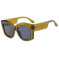 Modische quadratische Sonnenbrille mit dickem Rahmen in Transparent-Oliv und grauen Gläsern - Olivgrün