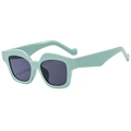 Chic mint green oversized geometric sunglasses with dark lenses for retro fashion style - Green Frame Grey Lens