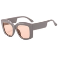 Retro-Quadrat-Sonnenbrille mit dickem grauem Rahmen und orangefarbenen Gläsern - Solid Grau