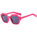 Gafas de sol geométricas rosa neón con montura gruesa y lentes gris oscuro chic - Rosa Rojo