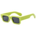 Fluorescent lime green square oversized sunglasses with dark lenses and silver dot details - Green Frame Grey Lens