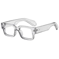 Transparent square frame sunglasses with triple metal rivet details in vintage retro style - Grey Frame
