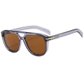 Retro pilot sunglasses with transparent grey purple frame and brown lenses with gold detail - Transparent Grey Tea Lens