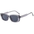 Retro square sunglasses with smoky grey transparent frames and dark lenses for women - Grey Frame / Black Grey Lens