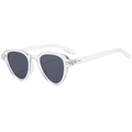 Gafas de sol retro de montura pequeña transparente con lentes gris oscuro anti-UV - Montura Transparente Lentes Gris Negro