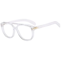 Detail of transparent oversized sunglasses frame with golden arrow metal hinges - Shiny Transparent (Anti-blue Light Clear Lens)