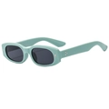 Retro oval sunglasses in mint green frame with dark lenses and silver rivet accents - Green Frame Grey Lens