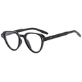 Gafas de sol ovales negras retro con remaches plateados y montura brillante - Marco Negro