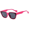 Fashionable pink and black dual-color frame sunglasses with dark grey lenses for women - Rose Red Frame Grey Lens