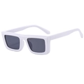 Retro white square frame sunglasses with dark UV lenses in Y2K minimalist fashion style - Solid White