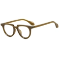 Retro amber oval sunglasses with stylish geometric cut frames on a white background - Jelly Green Anti-blue Light Clear Lens C08