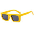 Fashionable bright yellow square frame sunglasses with dark grey lenses and chunky bold design - Yellow