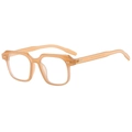 Lunettes de soleil carrées rétro ambre clair avec monture oversize et détails cloutés - Monture Thé