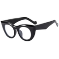 Fashionable thick frame cat eye sunglasses in glossy black finish for women - D19 Z-2 / Bright Black Clear Anti-Blue Lens