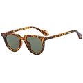 Vintage oval sunglasses with tortoiseshell frame and dark green lenses in a classic design - Tortoise Shell G15 Lens C05