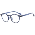 Translucent blue round retro eyeglasses frame with silver rivet accents and ZM3890 model - Blue Frame