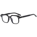 Lunettes de soleil carrées rétro à monture noire avec rivets argentés élégants - Cadre Noir