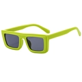Neon green oversized square sunglasses with dark grey UV protective lenses - Green
