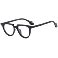 Classic retro black full-frame sunglasses with thick cat-eye and square elements - Bright Black Anti-blue Light Clear Lens C06