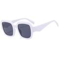 Modern white oversized square sunglasses with dark grey lenses and wide frames for women - Solid White