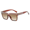 Square brown gradient sunglasses with sparkling rhinestone crystals on a translucent frame - Tea Frame Gradient Tea Lens