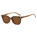 Classic tortoise shell square sunglasses with dark brown lenses and silver rivets - Leopard Frame / Tea Lens